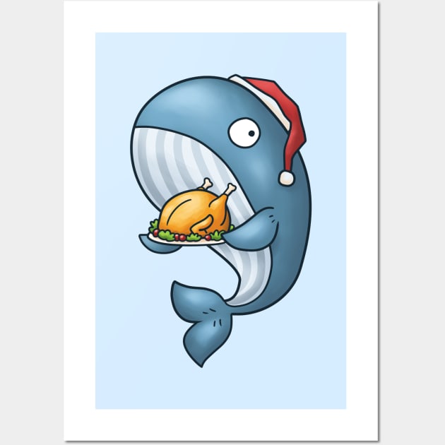 Chrismas Whale Santa with Turkey Wall Art by Takeda_Art